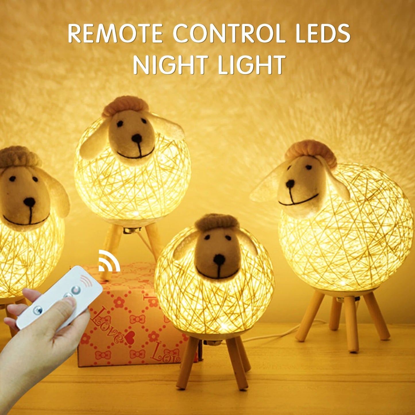 Cute Night Light Dimming LEDs for Kids Sheep Remote Controller Yarn-ball Lampshade Moon Lamp Nursery Lamp USB Baby Night light